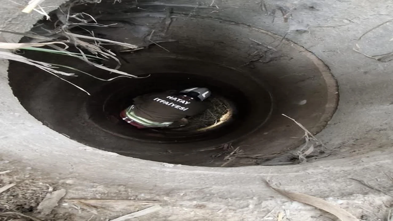 Antakyada kuyuya düşen köpeği itfaiye kurtardı