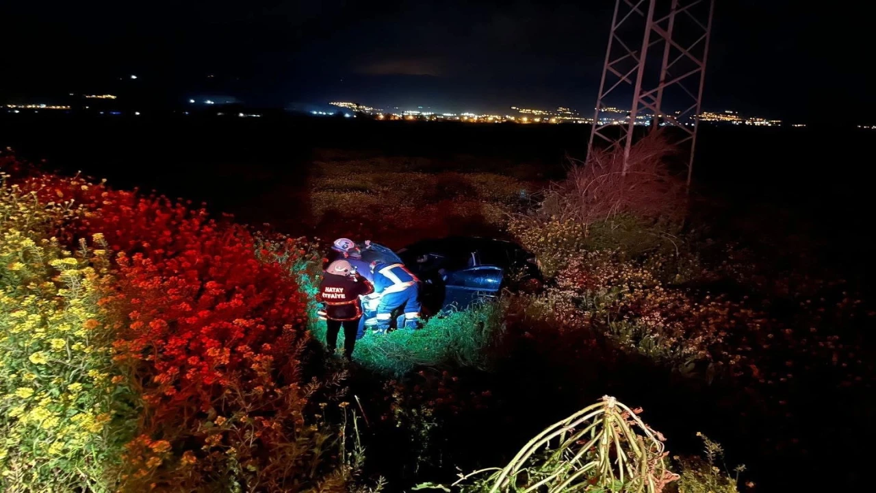 Kırıkhanda tarlaya uçan otomobilin sürücüsü yaralandı