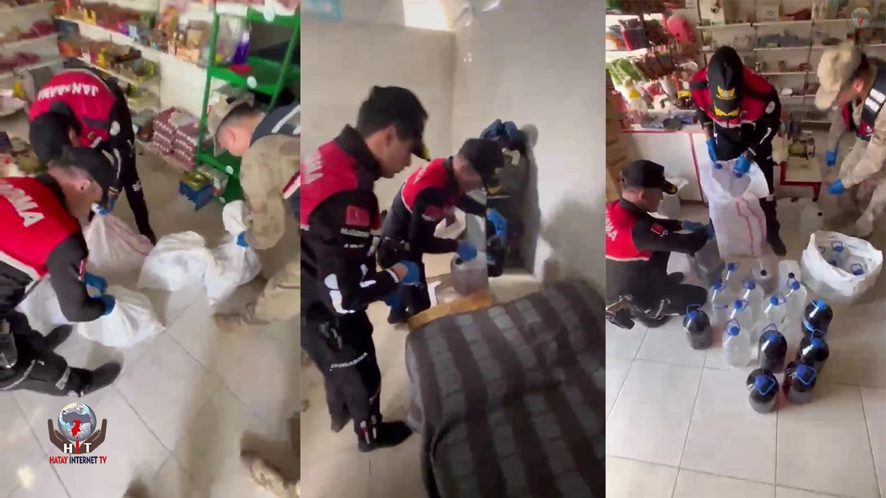 Markette satışa hazır litrelerce kaçak alkol ele geçirildi