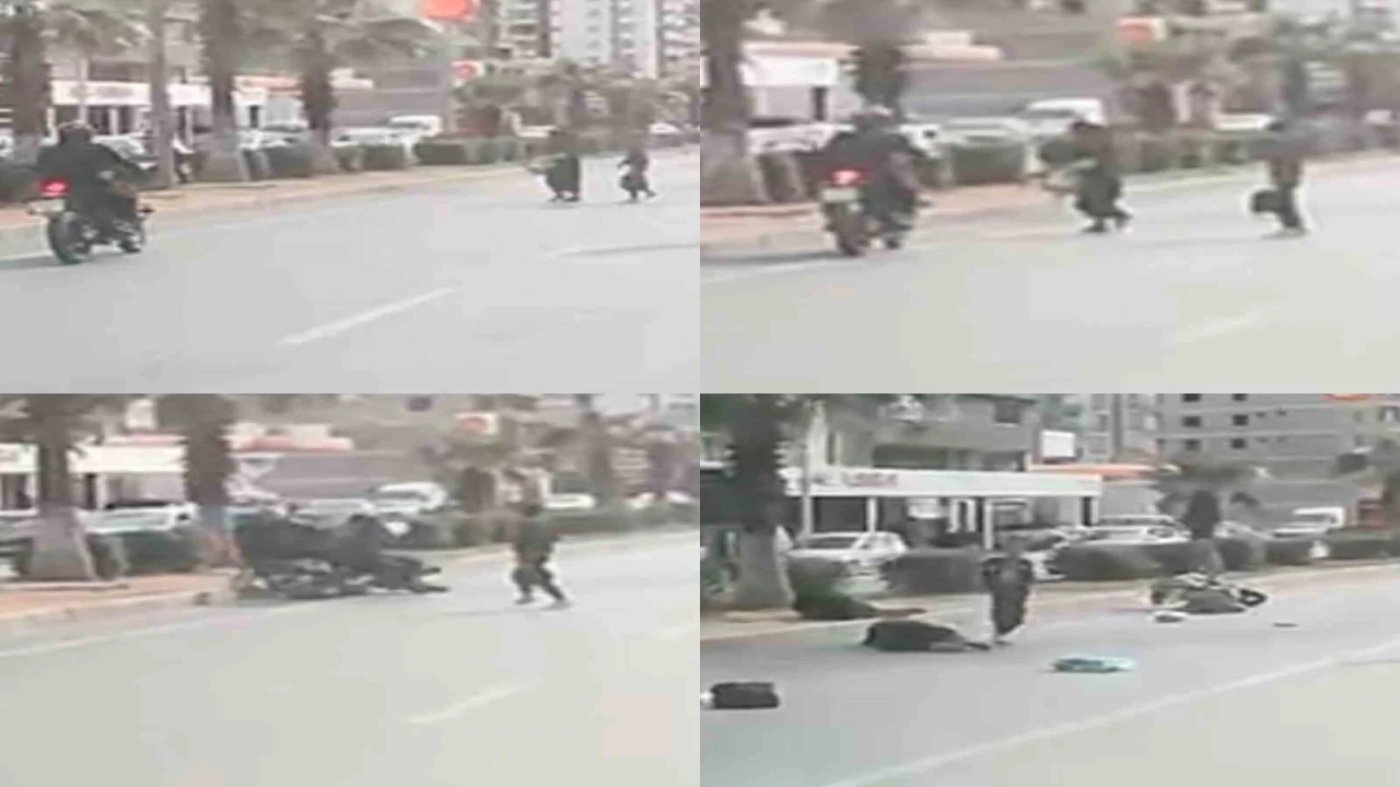 Motosiklet yayaya çarptı, o anlar araç kamerasına yansıdı: 2 yaralı
