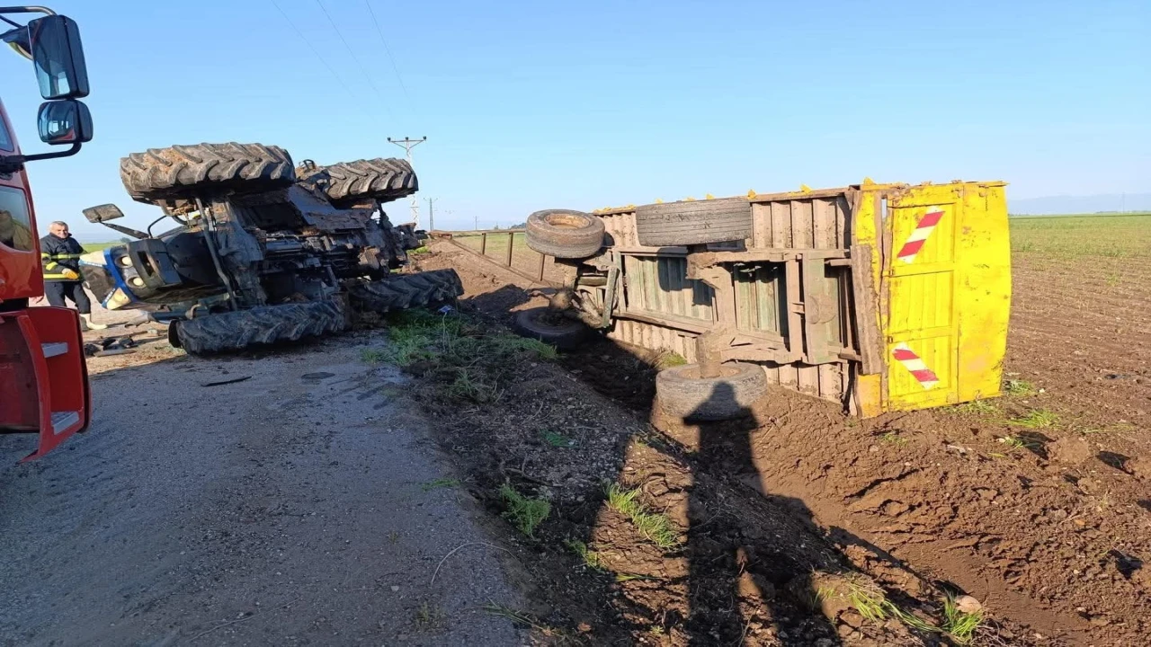 Reyhanlıda devrilen traktörün sürücüsü yaralandı