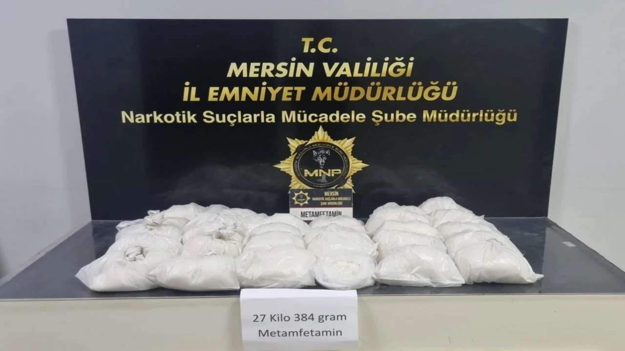 Mersinde depoya baskın: 27 kilodan fazla metamfetamin ele geçirildi