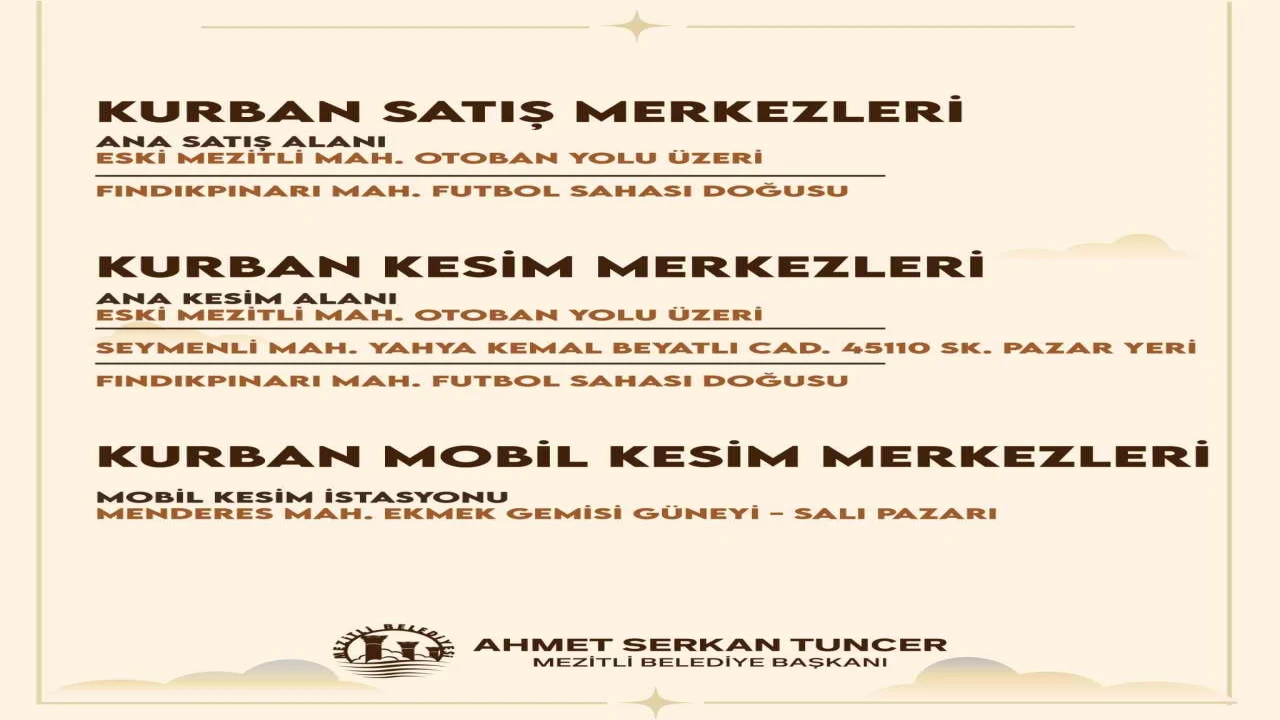 Mezitlide kurban kesim ve satış noktaları belirlendi