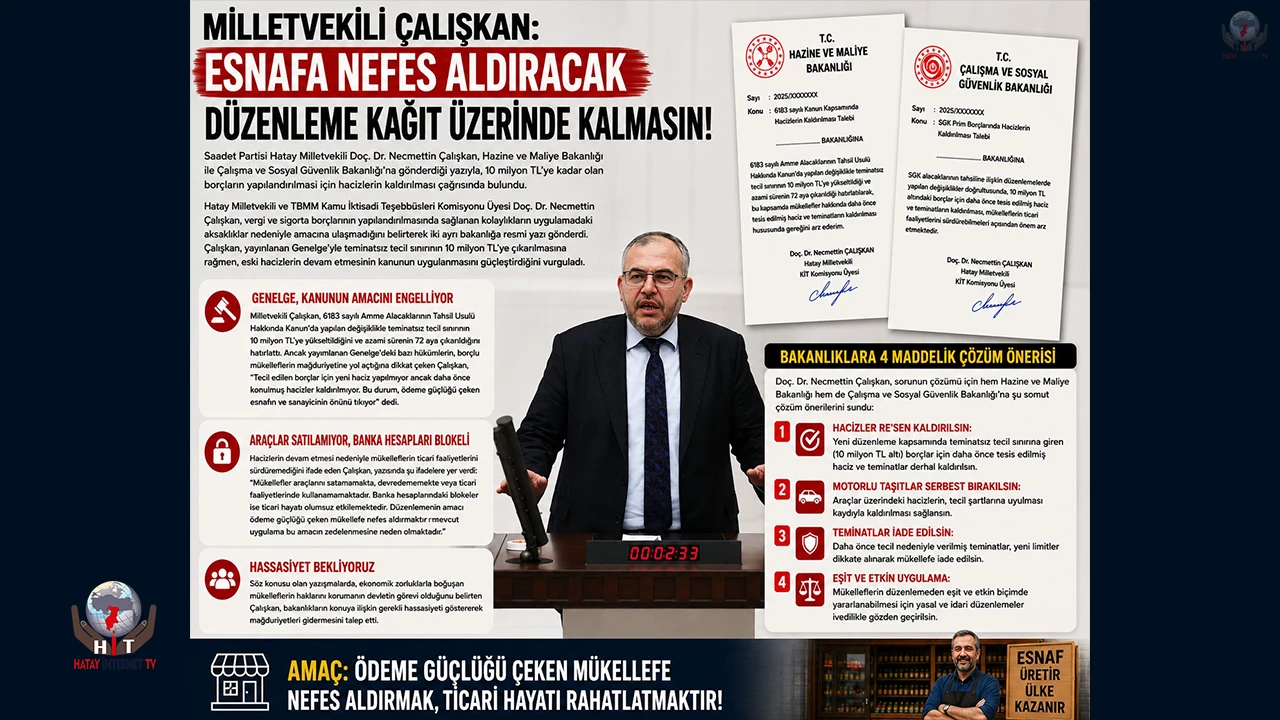 ÇALIŞKAN: ESNAFA YÖNELİK DÜZENLEME LAFTA KALMASIN!