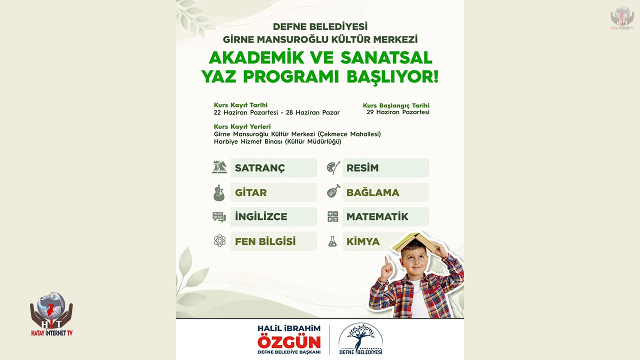 DEFNE’DE YAZ TATİLİ EĞİTİM VE SANATLA GEÇECEK