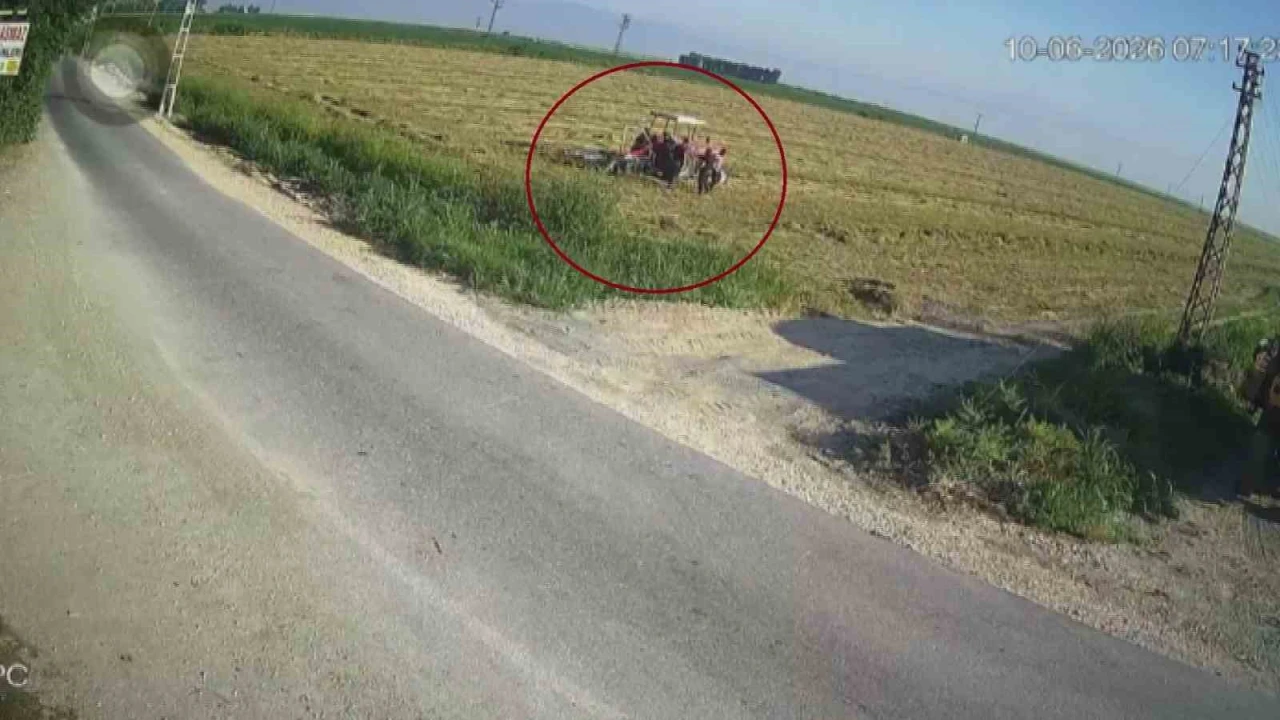 Traktörün pulluğuna takılarak ölümle burun buruna gelen çiftçinin korku dolu anları kamerada