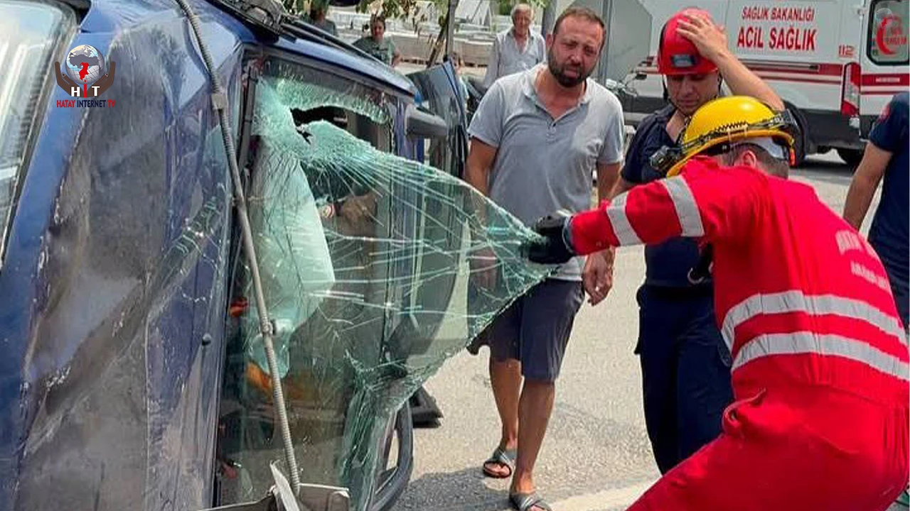 Hatay'da Takla Atan Araçta Sürücü Yaralandı