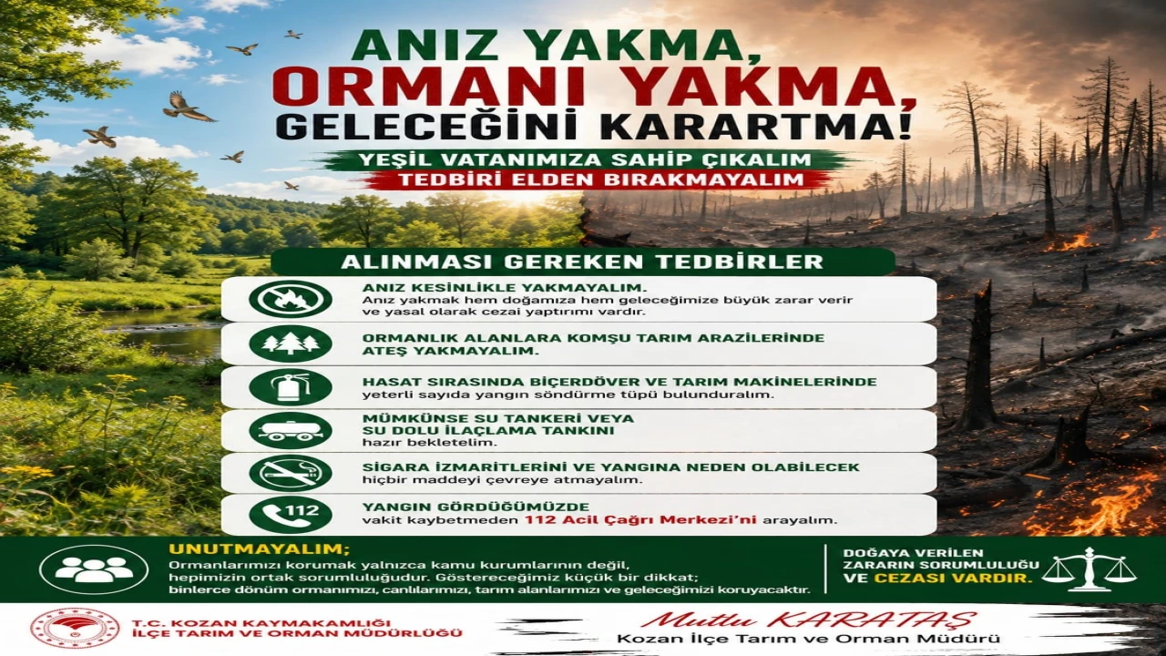 Kozan İlçe Tarım Müdürlüğünden anız uyarısı