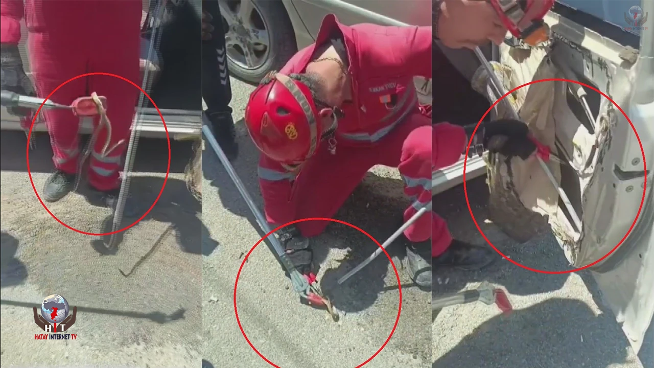 Aracına binerken fark ettiği yılanı itfaiye ekipleri yakaladı