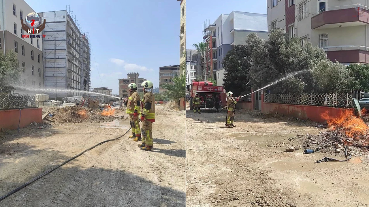Defnede doğalgaz borusunda yaşanan sızıntıdan alevler yükseldi