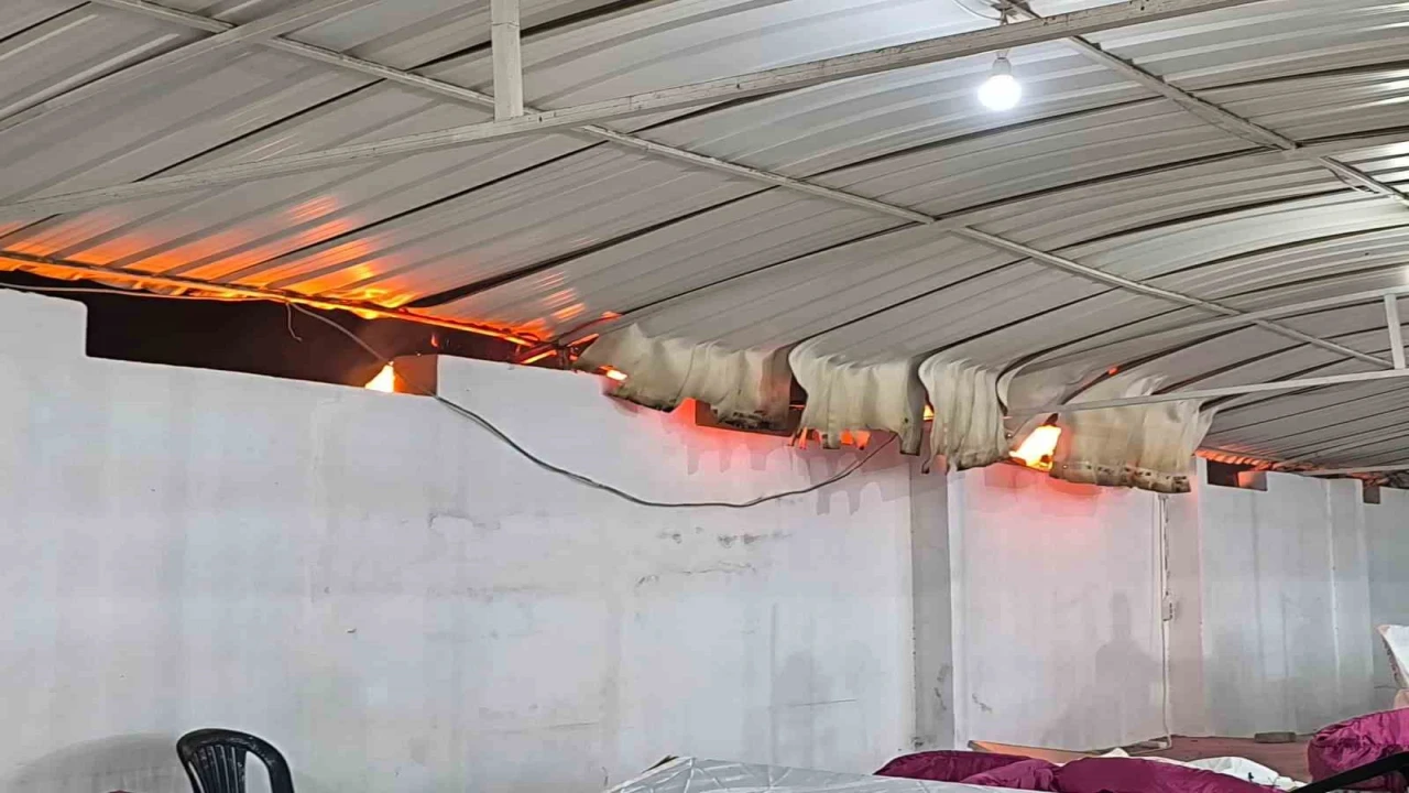 Düğünde çıkan yangına aldırış etmeden halaya devam ettiler
