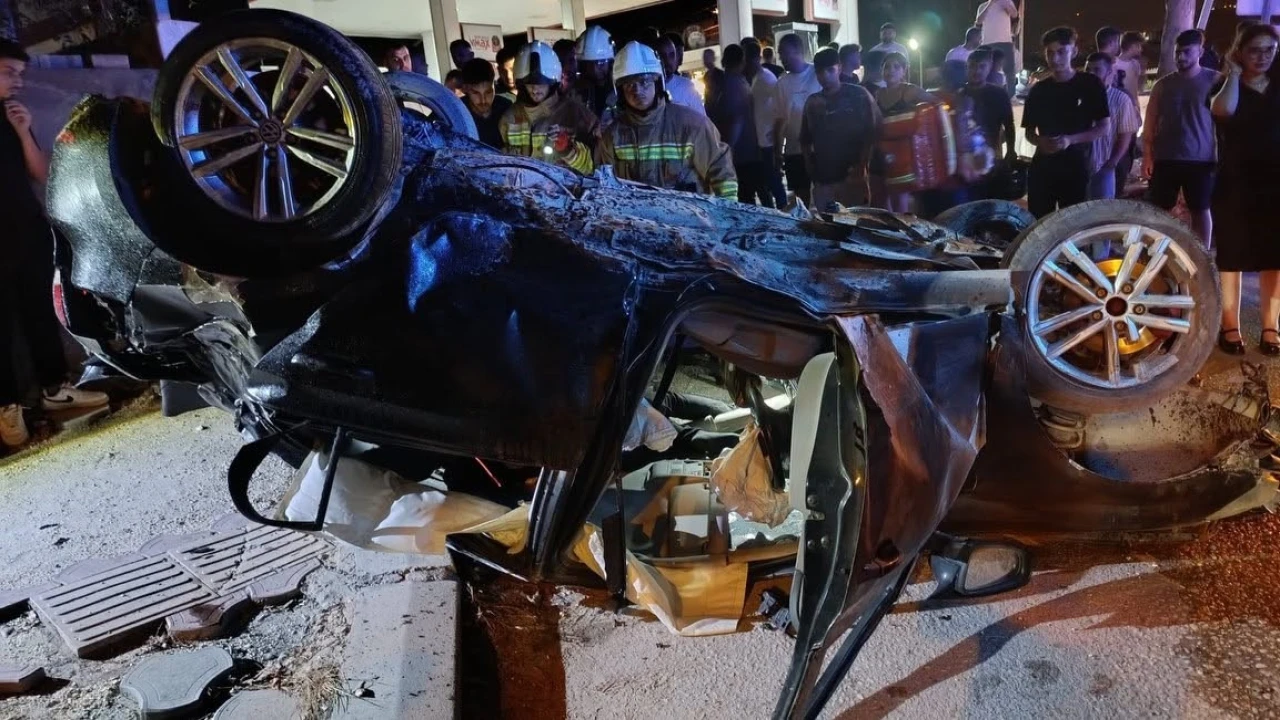 Defnede takla atan otomobilin sürücüsü yaralandı