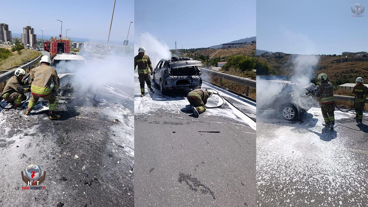Hatay’da alev topuna dönen araçta çıkan yangın söndürüldü