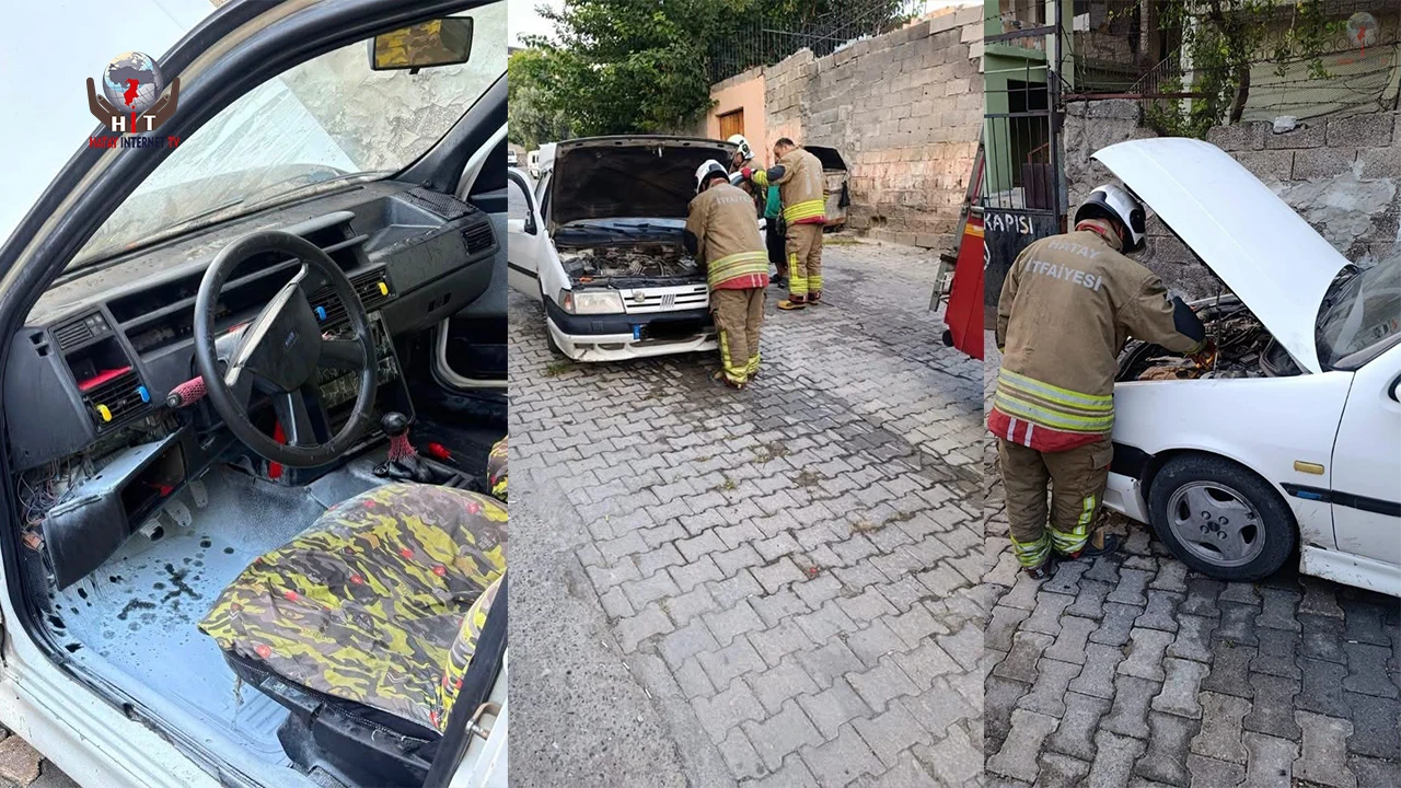 İskenderunda otomobilde yangın çıktı