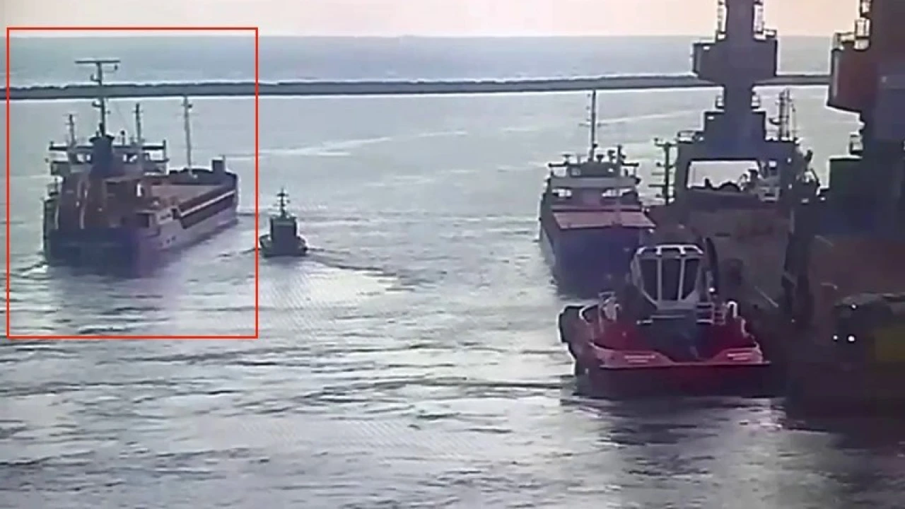 Marmara Denizinde batan geminin İskenderundan çıkış anı kamerada