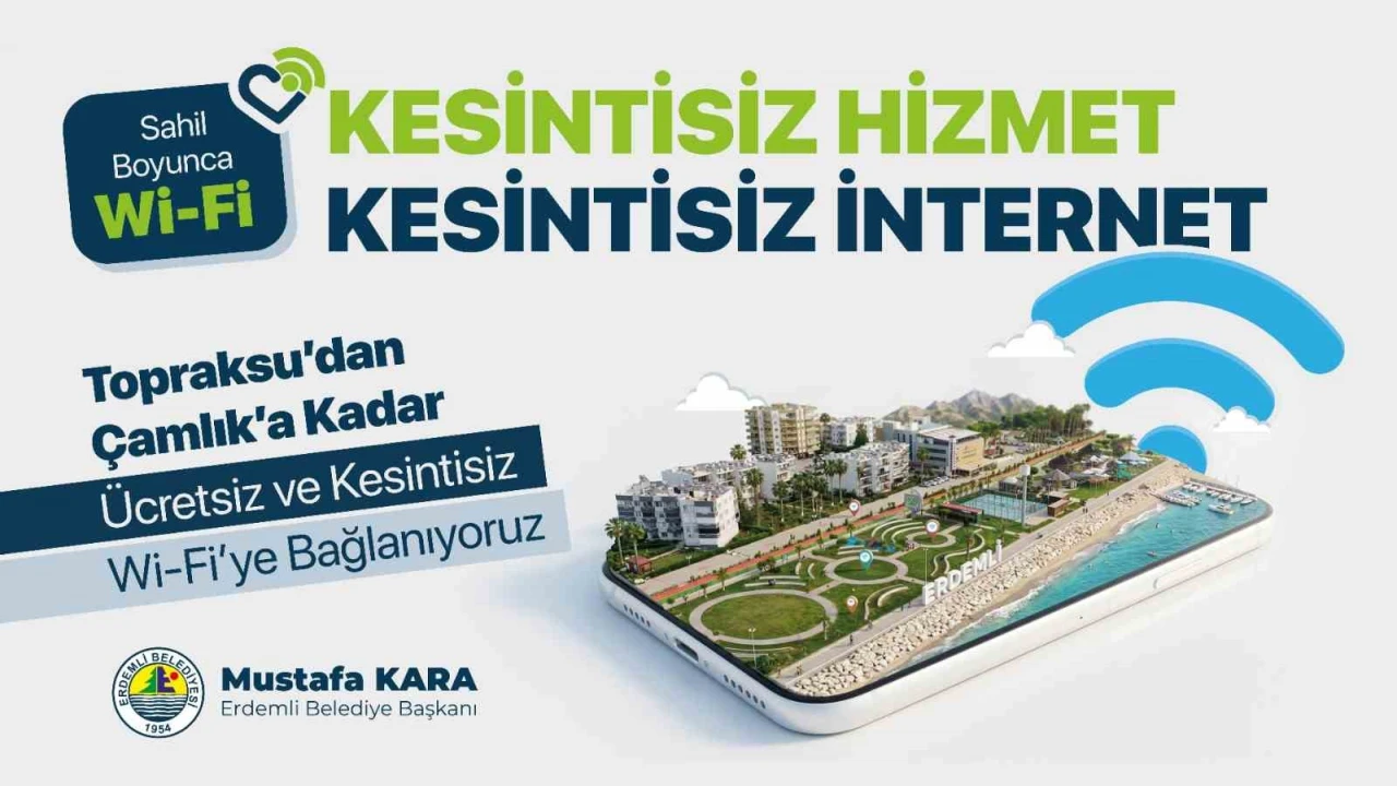 Mersinde 7 kilometrelik sahil hattında ücretsiz internet dönemi