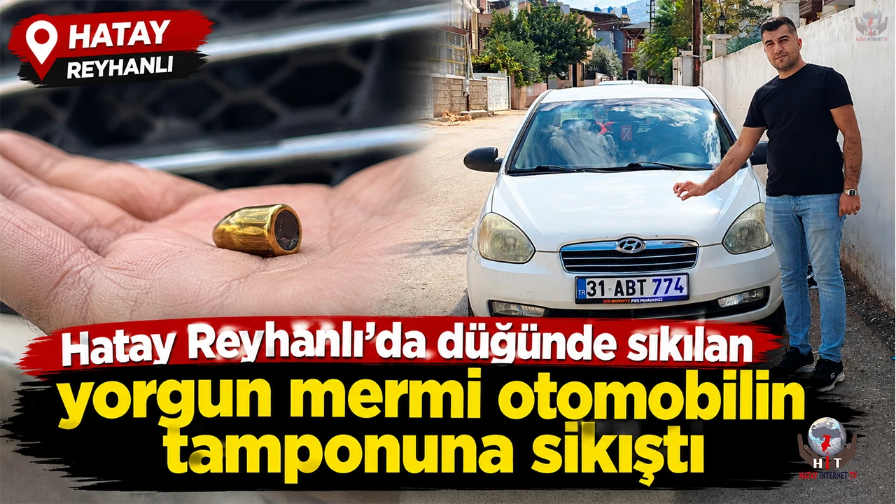 Düğünden yükselen silah sesleri nedeniyle kızını eve çıkaran adamın aracına yorgun mermi isabet etti