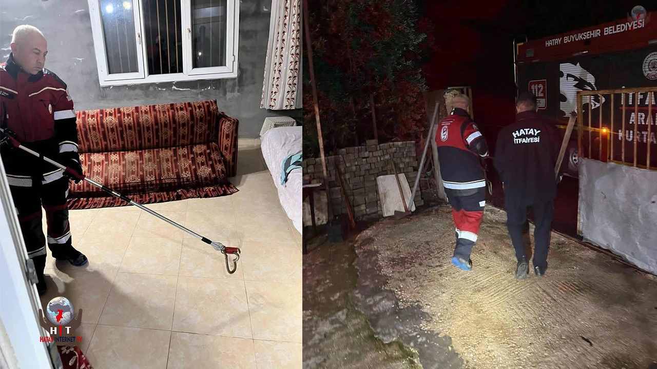 Samandağda yerleşim yerinde görülen yılan yakalanarak doğaya bırakıldı
