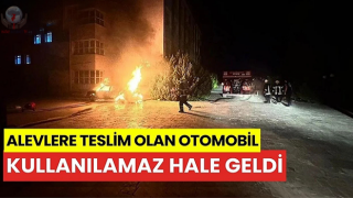 Alevlere teslim olan otomobil kullanılmaz hale geldi