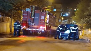 Bozüyükte seyir halindeki araç yandı