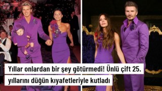 Evliliklerinin 25. yılında düğün kıyafetlerini yeniden giydiler