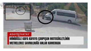 Hatay'da Kaza motosikletlinin metrelerce savrulduğu anlar kamerada