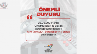 HBB'DEN ULAŞIM ÜCRETLERİNE GÜNCELLEME