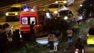 Otomobille takla attılar, tesadüfle kurtuldular