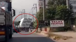 Trafikte tehlikeli yük taşıyan tıra ceza