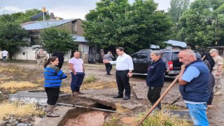 Yedisu Kaymakamı Başar, yağış nedeniyle zarar gören alanları inceledi