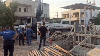 Osmaniyede elektrik direğine çarpan beton pompası alev aldı: 2 kişi yaralandı
