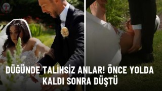 Talihsiz anlar! Gelinliğinin azizliğine uğrayan Karsu düğününde düştü
