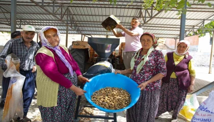 Aydıncık ve Gülnarlı üreticilerin badem soyma derdi bitti