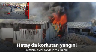 Depremzede vatandaşların yaşadığı prefabrik ev alevlere teslim oldu