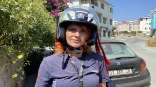 Kadın kuryenin zorlu mesaisi