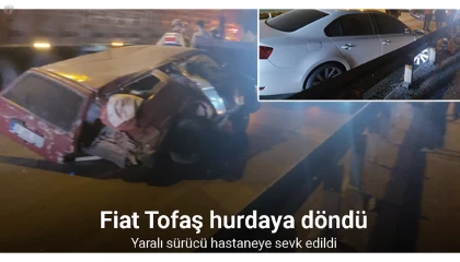 Kazada hurdaya dönen Tofaşın sürücüsü yaralandı