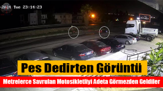 Pes dedirten görüntü; önlerinde metrelerce savrulan motosikletliyi adeta görmezden geldiler