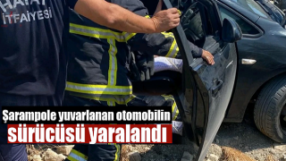 Şarampole yuvarlanan otomobilin sürücüsü yaralandı