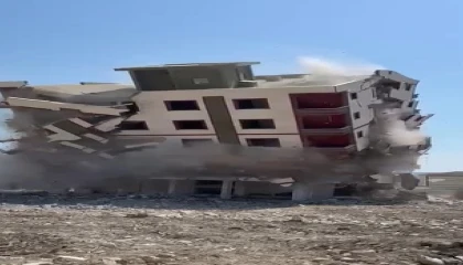 8 katlı bina iş makinesinin dokunuşuyla yerle bir oldu