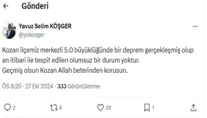 Adana Valisi Köşger: Olumsuz bir durum yok