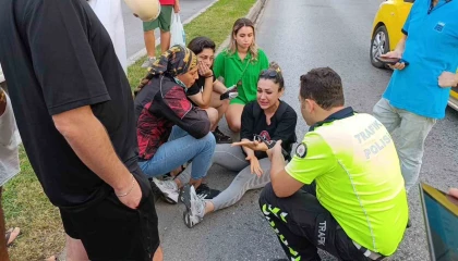 Önündeki araç durunca panikleyip motosikleti devirdi