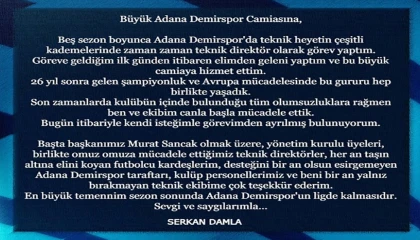 Adana Demirsporda Serkan Damla dönemi sona erdi