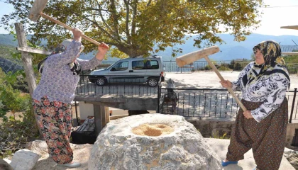 Antalyalı kadınların imece usulü kış mesaisi