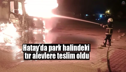 Hatayda park halindeki tır alevlere teslim oldu