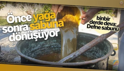 Kara kazan, asırlardır aynı yöntemlerle üretilen zeytinyağlı defne sabunu için kaynıyor