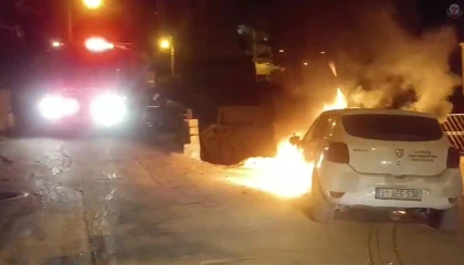 Park halindeki otomobil alevlere teslim oldu