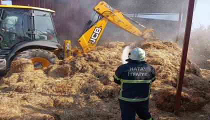 Samandağda samanlık yangını