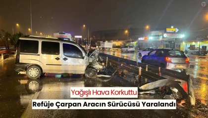 Antakyada refüje çarpan aracın sürücüsü yaralandı