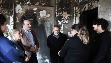 Başkan Kotandan evi yanan aileye destek sözü