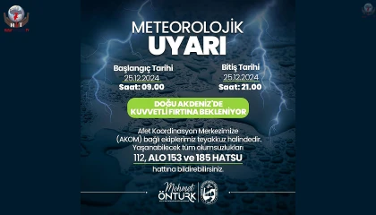 HBB AKOM'DAN FIRTINA UYARISI:  DOĞU AKDENİZ'DE KUVVETLİ RÜZGÂR BEKLENİYOR